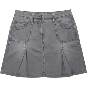 Cecil Skirt Women Size 6 Gray Excellent Pleated A-Line Denim Casual